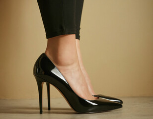 woman in elegant black high heels