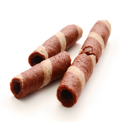 Tasty cinnamon rolls isolated on white, set
