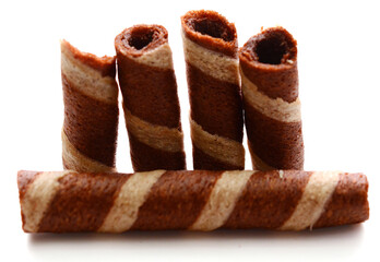 Tasty cinnamon rolls isolated on white, set
