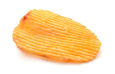 Ridged potato chips isolated on white background
