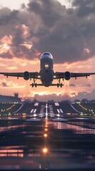 plane take off on runway