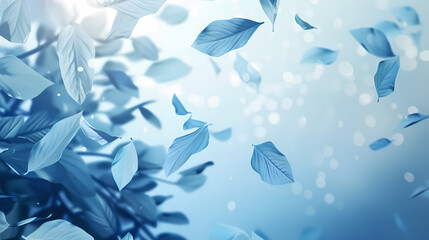 Flying leaves effect with mild sunbeam in 3d illustration vector