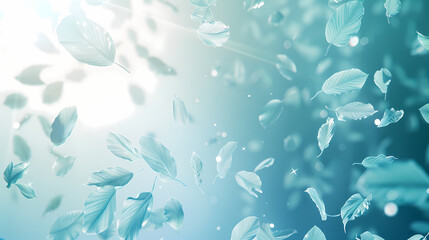 Flying leaves effect with mild sunbeam in 3d illustration vector