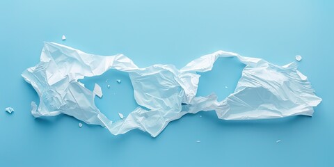 Crumpled Plastic Bag on Blue Background