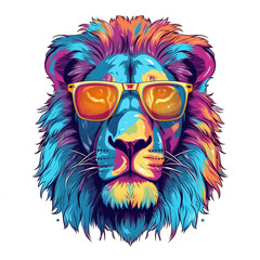 illustration of a lion wearing glasses for clothing design