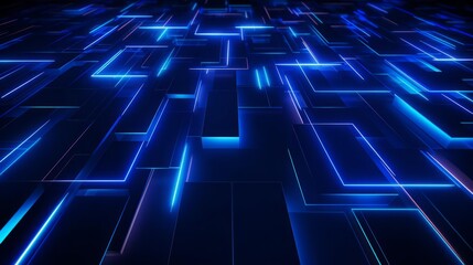 Blue neon lines creating a complex pattern on a dark surface selective focus, innovation, dynamic, Multilayer, Virtual network