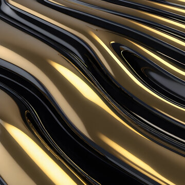 a close up of a black and golda liquid metal texture