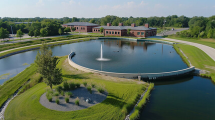 Industrial aeration tanks with rusted structures in a water treatment facility, showcasing the purification process.