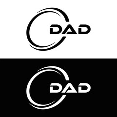 DAD logo. D A D design. White DAD letter. DAD, D A D letter logo design. D A D letter logo design in FIVE, FOUR, THREE, style. letter logo set in one artboard. D A D letter logo vector design.	
