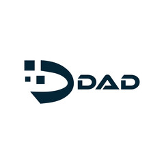 DAD logo. D A D design. White DAD letter. DAD, D A D letter logo design. D A D letter logo design in FIVE, FOUR, THREE, style. letter logo set in one artboard. D A D letter logo vector design.	
