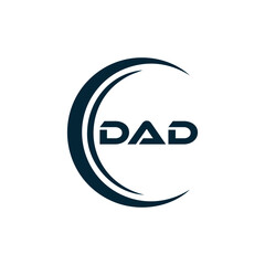 DAD logo. D A D design. White DAD letter. DAD, D A D letter logo design. D A D letter logo design in FIVE, FOUR, THREE, style. letter logo set in one artboard. D A D letter logo vector design.	
