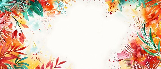 Vibrant Carnival Party Background with Watercolor Floral and Firework Elements