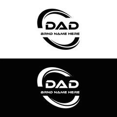 DAD logo. D A D design. White DAD letter. DAD, D A D letter logo design. D A D letter logo design in FIVE, FOUR, THREE, style. letter logo set in one artboard. D A D letter logo vector design.	
