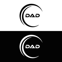 DAD logo. D A D design. White DAD letter. DAD, D A D letter logo design. D A D letter logo design in FIVE, FOUR, THREE, style. letter logo set in one artboard. D A D letter logo vector design.	
