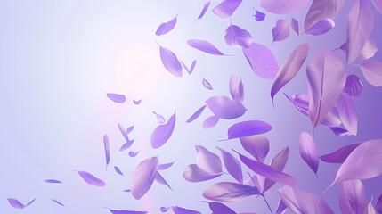 Flying leaves effect with mild sunbeam in 3d illustration vector
