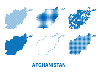 Obraz premium isolated maps of Afghanistan - vector set of silhouettes in different patterns. Islamic Emirate of Afghanistan