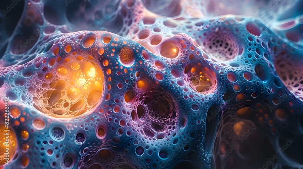 Aufkleber captivating fluid visualizations of a futuristic biological ecosystem