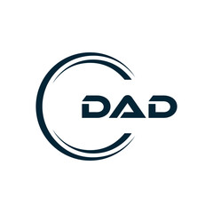 DAD logo. D A D design. White DAD letter. DAD, D A D letter logo design. D A D letter logo design in FIVE, FOUR, THREE, style. letter logo set in one artboard. D A D letter logo vector design.	

