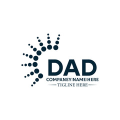 DAD logo. D A D design. White DAD letter. DAD, D A D letter logo design. D A D letter logo design in FIVE, FOUR, THREE, style. letter logo set in one artboard. D A D letter logo vector design.	
