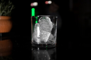glass of water with ice