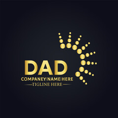 DAD logo. D A D design. White DAD letter. DAD, D A D letter logo design. D A D letter logo design in FIVE, FOUR, THREE, style. letter logo set in one artboard. D A D letter logo vector design.	
