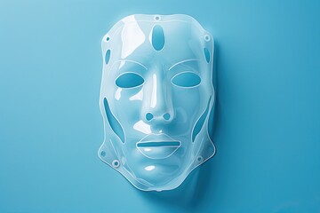 Minimalist White Mask on Blue Surface