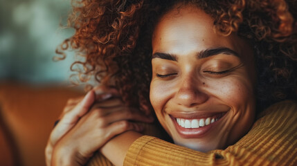 Fototapeta premium Someone expressing gratitude and appreciation through a heartfelt thank-you note or warm hug, capturing the joy and fulfillment of acknowledging life's blessings and cultivating a spirit of gratitude.