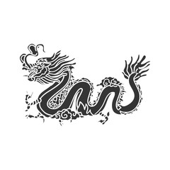 Chinese Dragon Icon Silhouette Illustration. China Culture Vector Graphic Pictogram Symbol Clip Art. Doodle Sketch Black Sign.