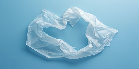 Obraz premium Discarded White Plastic Bag Against Blue