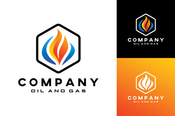 Logo gas oil, design, mining, fire, water