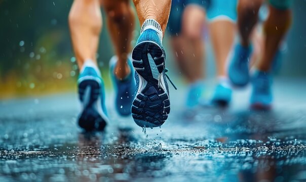 Runners and joggers foots while running