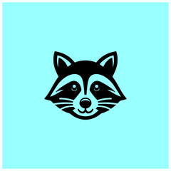 simple modern logo silhouette of racoon head