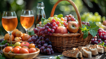 FarmFresh Picnic Basket Overflowing with Rustic Nourishment