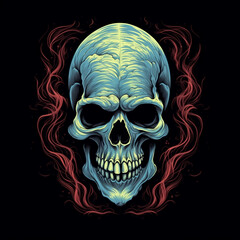 Fototapeta premium skull resembling a cloud on the head for clothing design, illustration