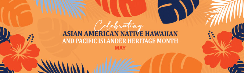 Asian American and Pacific Islander Heritage Month. Vector banner for social media, card, poster.