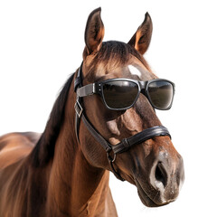 Fototapeta premium Horse wearing sunglasses, transparent background, isolated image, generative AI