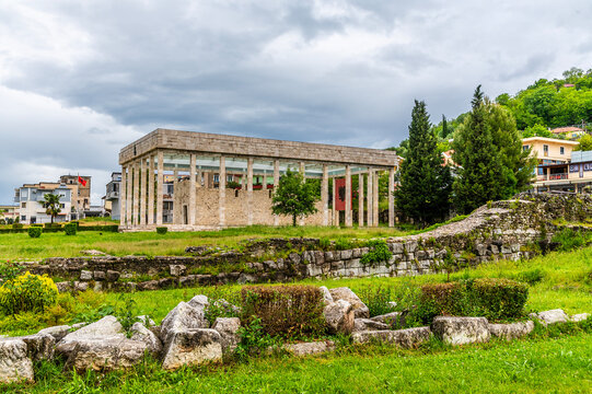A view across the ancient city ruins of Lissu in Lezhe, Albania in summertime