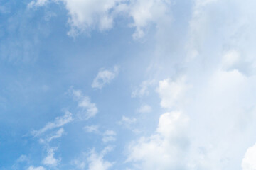 Blue Sky with White Clouds, Sunny Cloudy Sky Texture Background, Fluffy Clouds Pattern, Sunny Cumulus