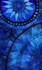 Blue Abstract Tribal Patterns,Photorealistic HD