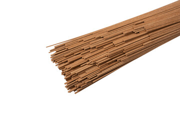 Buckwheat noodles isolated on a white background.