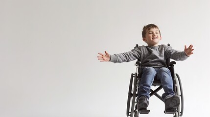 Euphoria Unleashed: Young Boy in Wheelchair Embracing Freedom