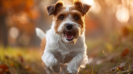 Playful Dog Frolicking Unrestrained in a Vernal Meadow