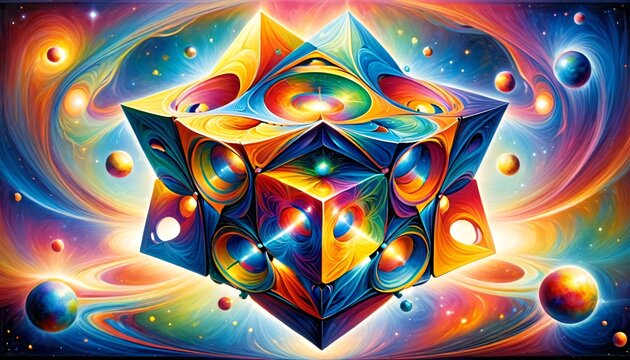 Geometric abstract shape of Metatron's cube