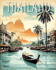 Vintage Travel Poster of Thailand.