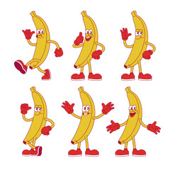 Collection of Happy Banana Cartoon in Different Pose