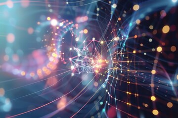 Naklejka premium Digital representation of quantum algorithms in action