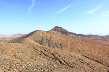 View of the desert hills from Mirador astronomico Sicasumbre, Fuerteventura, Spain