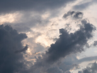 Dark sky with black and gray clouds
