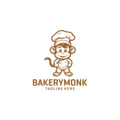 Monkey chef logo vector illustration