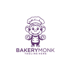 Monkey chef logo vector illustration